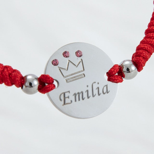 Baby Red Personalised Bracelet Silver Pink