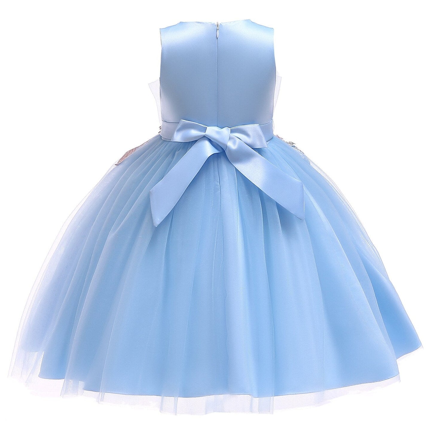 Girls Floral Appliqué Tulle Dress (Age 4-12YRS)