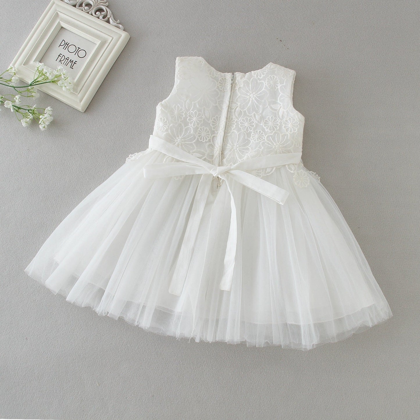 Baby Girls Floral Embroidered Tulle Dress (Age 3M-24M)