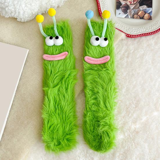 Funny Big-Eye Animal Cartoon Socks â€“ Thick Fuzzy Plush