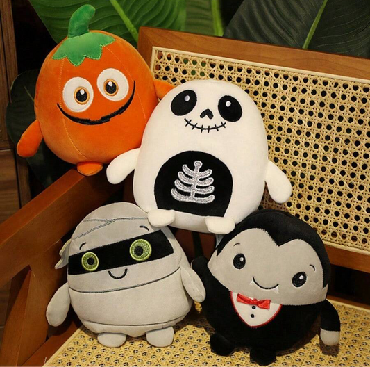 Funny Halloween Plush Dolls – Pumpkin, Zombie, Ghost & Mummy | 20cm Spooky-Cute Throw Pillow & Party Decor