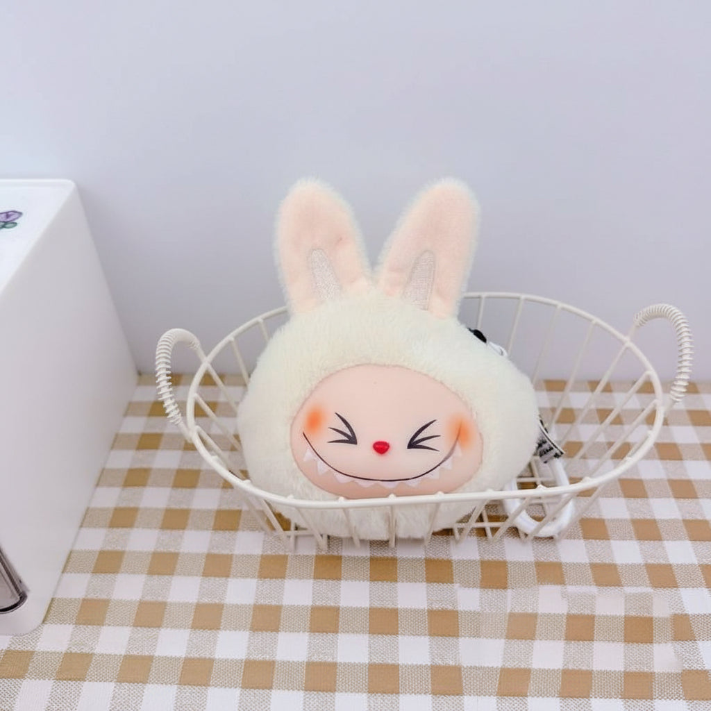 Labubu Plush Wallet Keychain Pendant | Mini Zipper Pouch • Cute Hanging Decoration • Bag & Key Accessory White