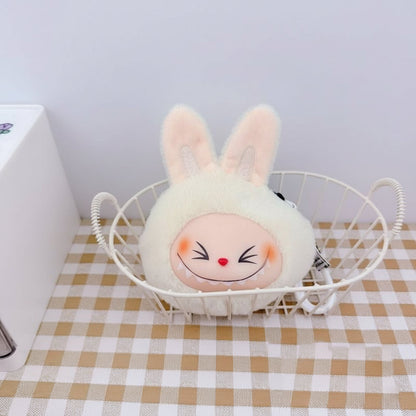 Labubu Plush Wallet Keychain Pendant | Mini Zipper Pouch • Cute Hanging Decoration • Bag & Key Accessory White
