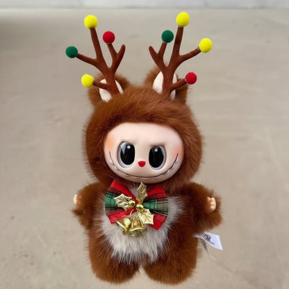Labubu Christmas Plush Pendant â€“ Elk Doll Keychain | Cute Character Bag Charm & Holiday Gift Brown