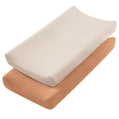 Muslin Changing Pad Cover for Changing Table (Set of 2) Sand Pumpkin