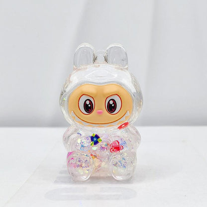 Labubu Acrylic Quicksand Keychain â€“ Glow Bubble Bead Pendant White