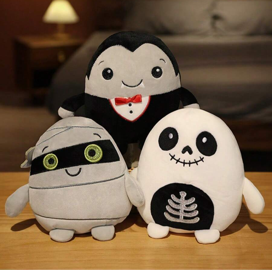 Funny Halloween Plush Dolls – Pumpkin, Zombie, Ghost & Mummy | 20cm Spooky-Cute Throw Pillow & Party Decor