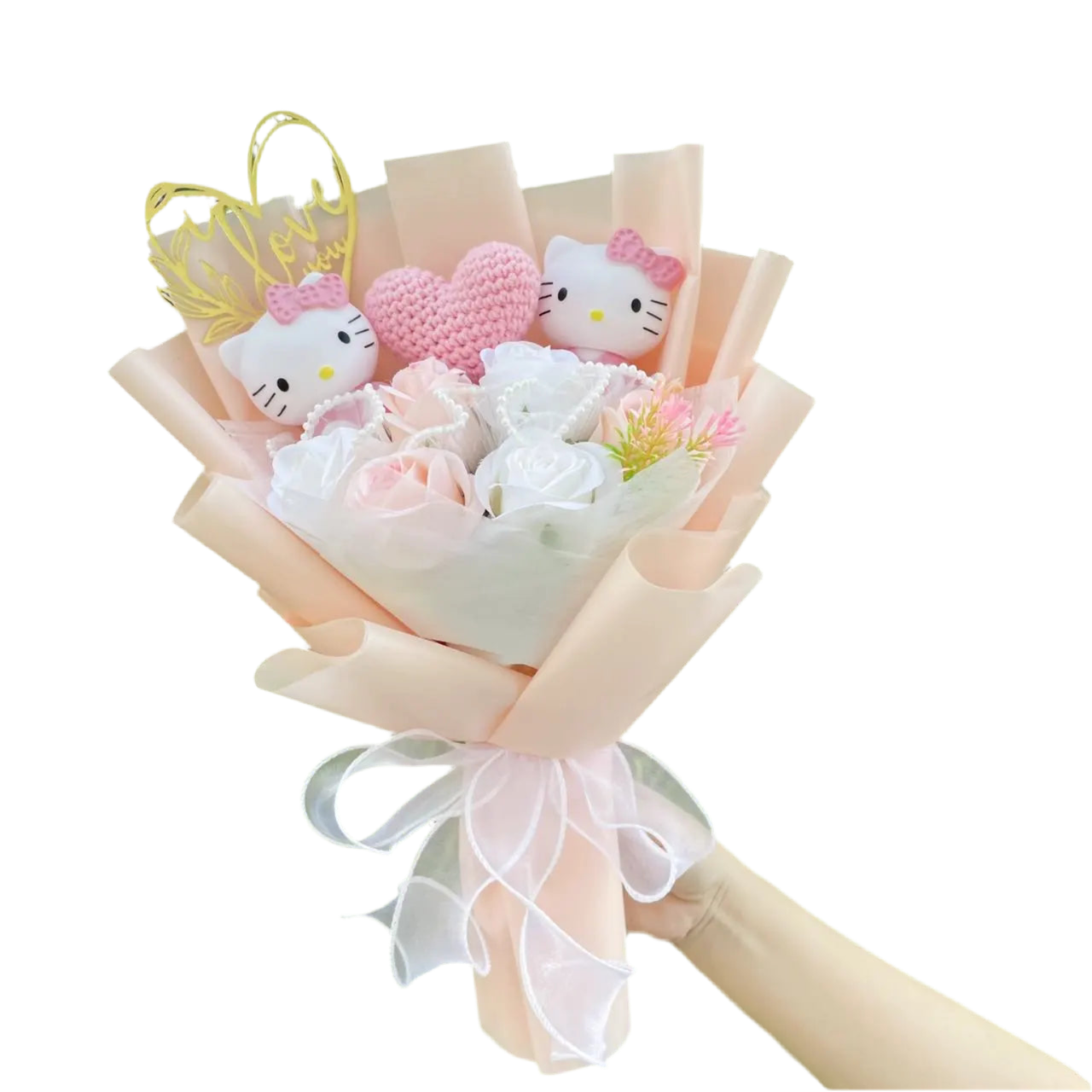 Plush Miss Kitty Stuffed Gift Flower Bouquet
