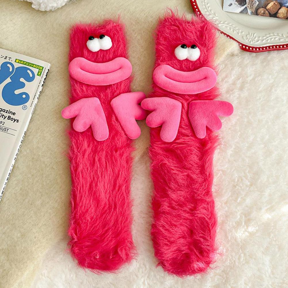 Mink Fleece Floor Socks – Funny Big-Eye Cartoon | Warm Plush Indoor Socks