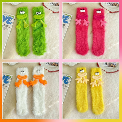 Mink Fleece Floor Socks – Funny Big-Eye Cartoon | Warm Plush Indoor Socks