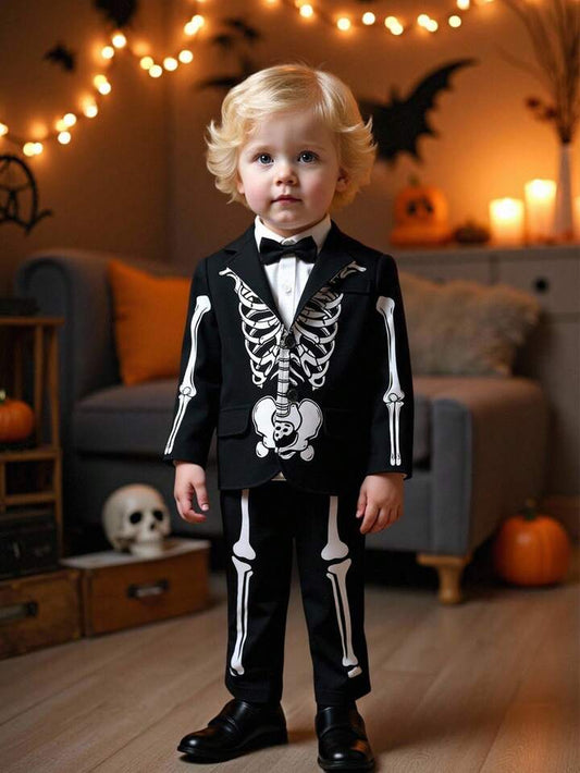 Baby/Toddler Glow-in-the-Dark Skeleton Gentleman â€“ 2pc Halloween Blazer & Pants Set (Age 6M-3 YRS)