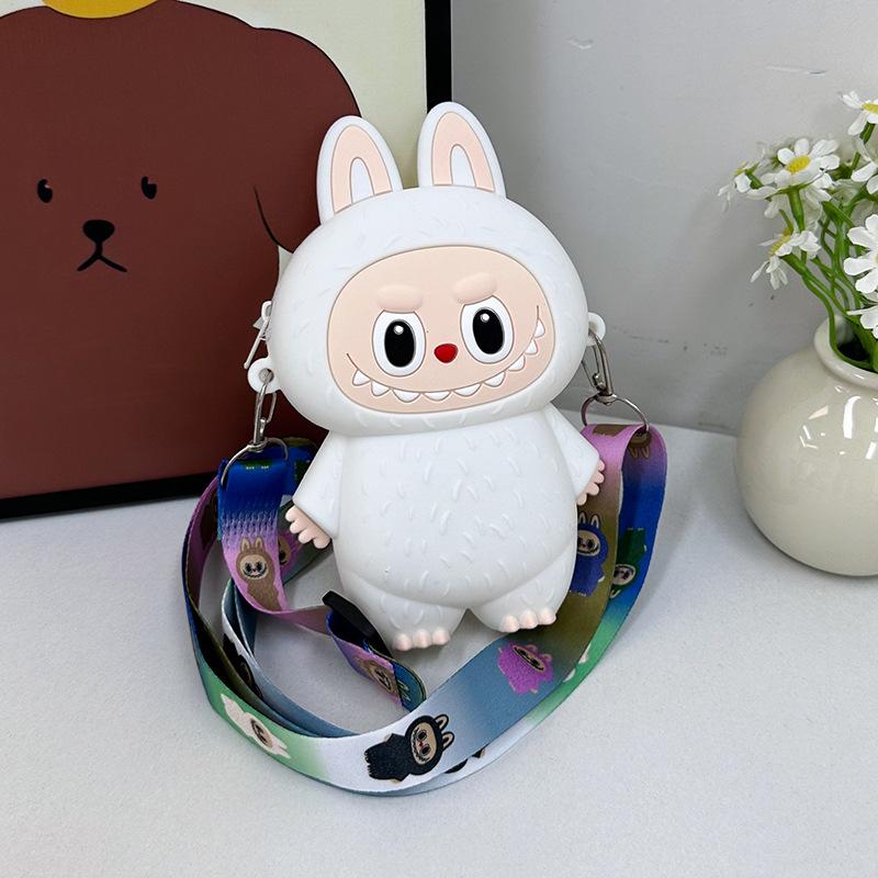Labubu Macaron Mini Messenger Bag â€“ Soft Silicone Coin Purse White