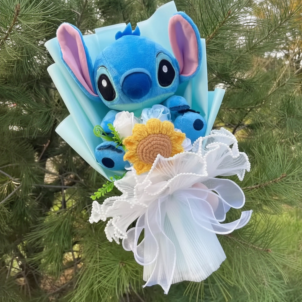 Plush Stitch Flower Bouquet | Cute Plush Gift Bouquet • Valentines Gift (35cm) Multicolor C