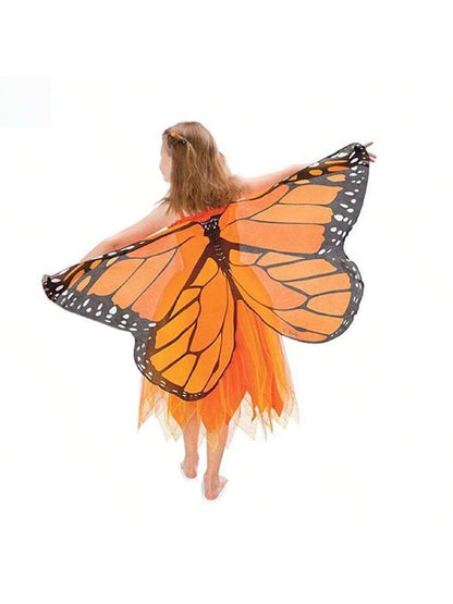 New Kids Fairy Costume Set With Butterfly Wing Cloak & Mask, Cute Butterfly Dress-Up Cloak Suitable For Outdoor Play, Great Valentine's Day And New Year Gift