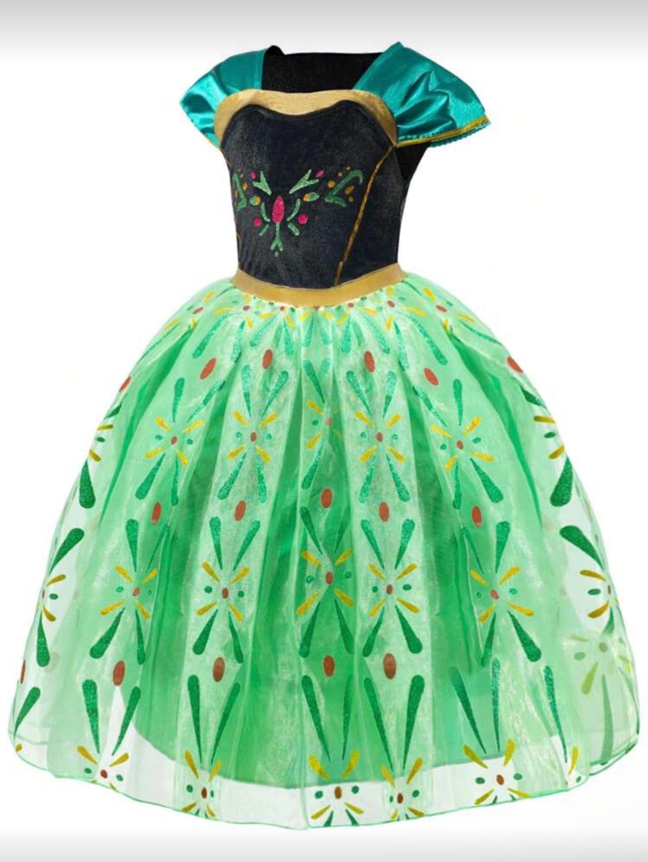Girls Floral Print LED Princess Dress â€“ Light-Up Cosplay Outfit with Sleeves - Halloween Costume (Age 3-9 YRS)
