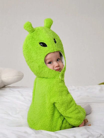 Baby Alien Fleece Jumpsuit & Hat Halloween Costume (Age Newborn-12M)