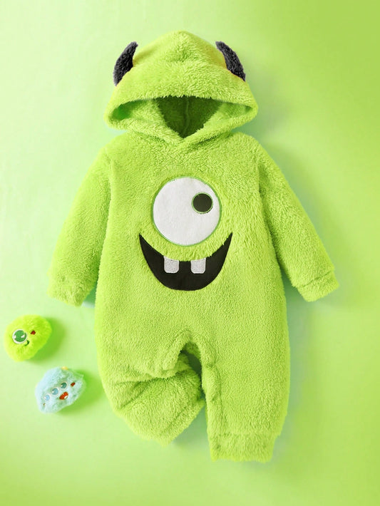 Baby Boy Monster INC Hooded Plush Halloween Jumpsuit (Age 6M-3 YRS)