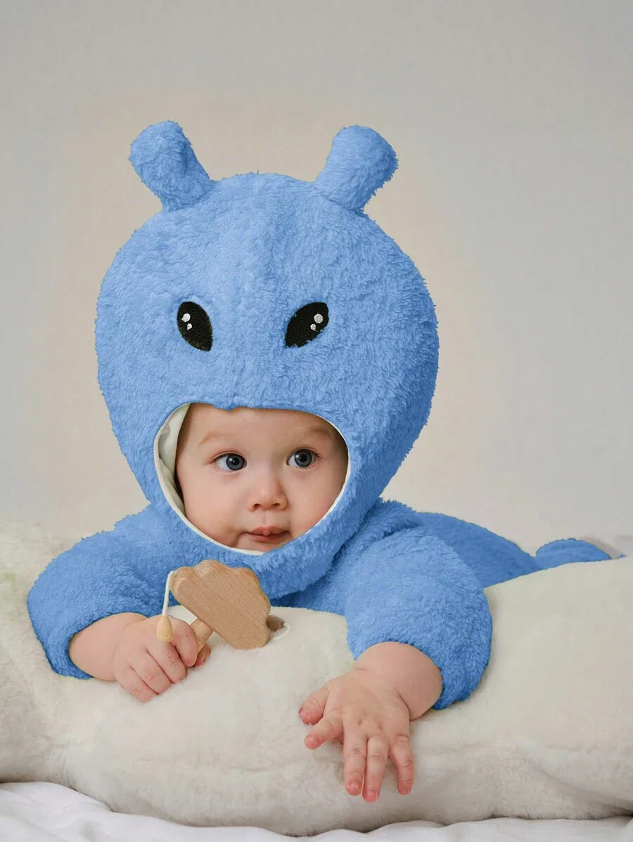 Baby Alien Fleece Jumpsuit & Hat Halloween Costume (Age Newborn-12M)