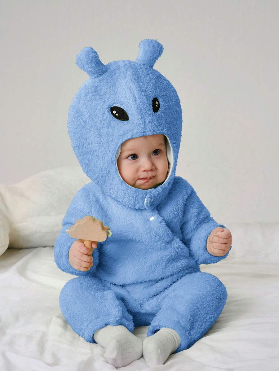 Baby Alien Fleece Jumpsuit & Hat Halloween Costume (Age Newborn-12M)