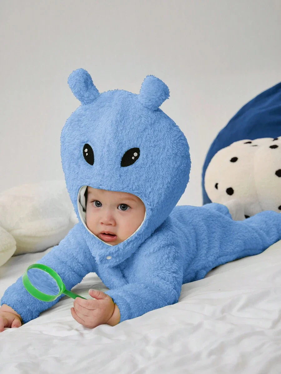 Baby Alien Fleece Jumpsuit & Hat Halloween Costume (Age Newborn-12M)