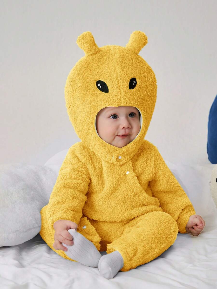 Baby Alien Fleece Jumpsuit & Hat Halloween Costume (Age Newborn-12M)