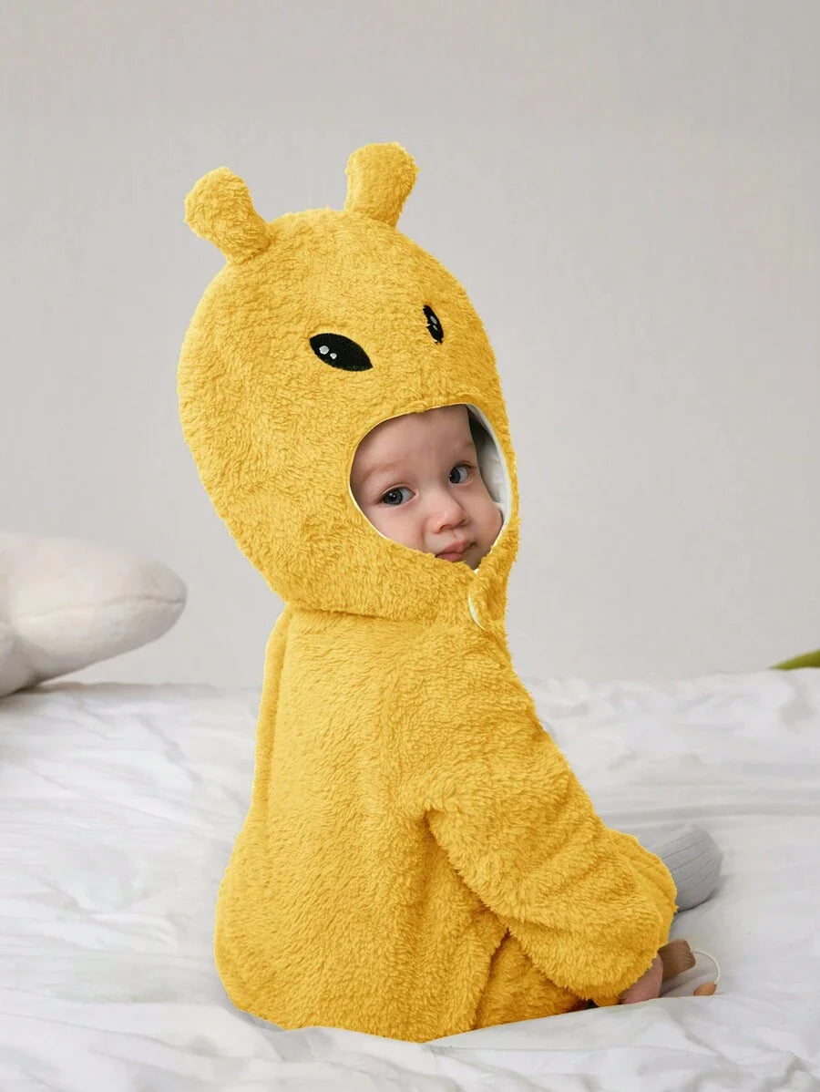 Baby Alien Fleece Jumpsuit & Hat Halloween Costume (Age Newborn-12M)