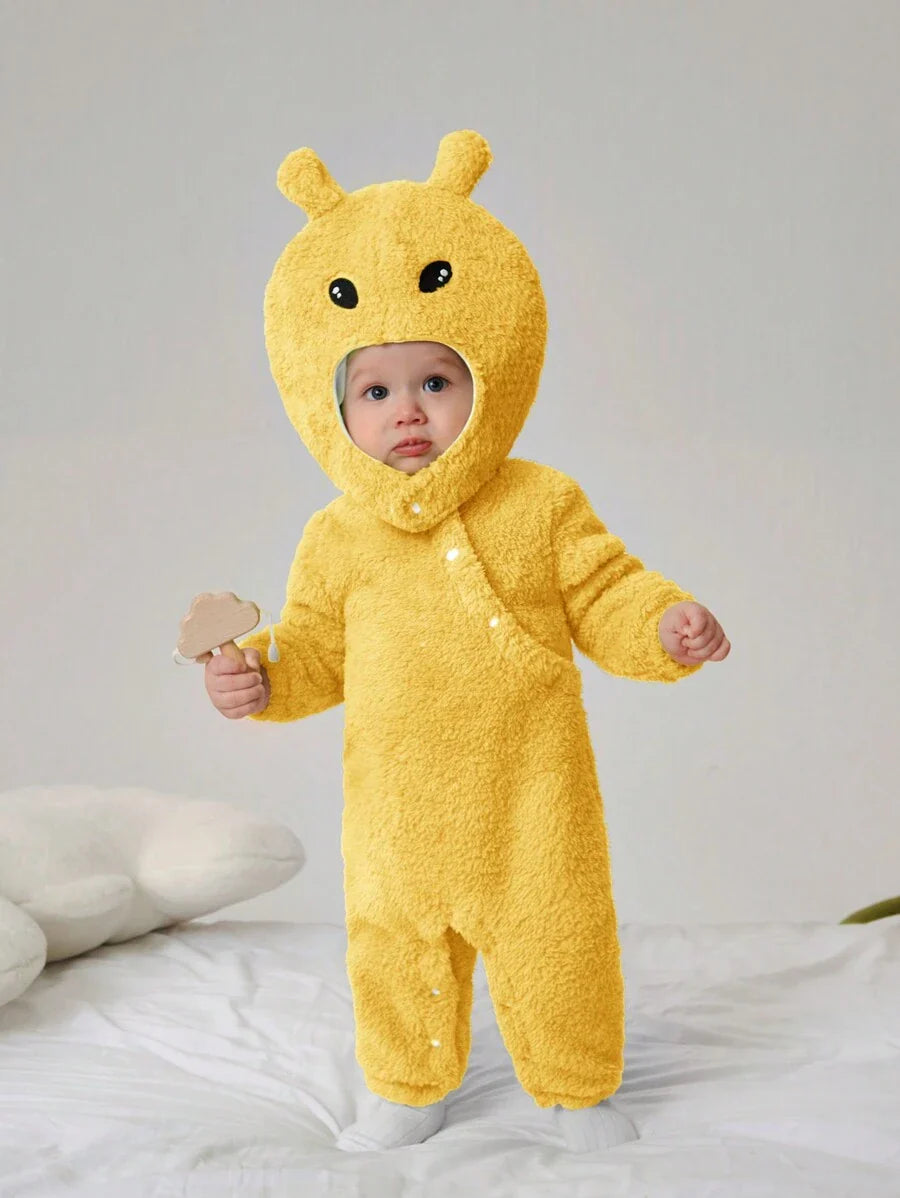 Baby Alien Fleece Jumpsuit & Hat Halloween Costume (Age Newborn-12M)