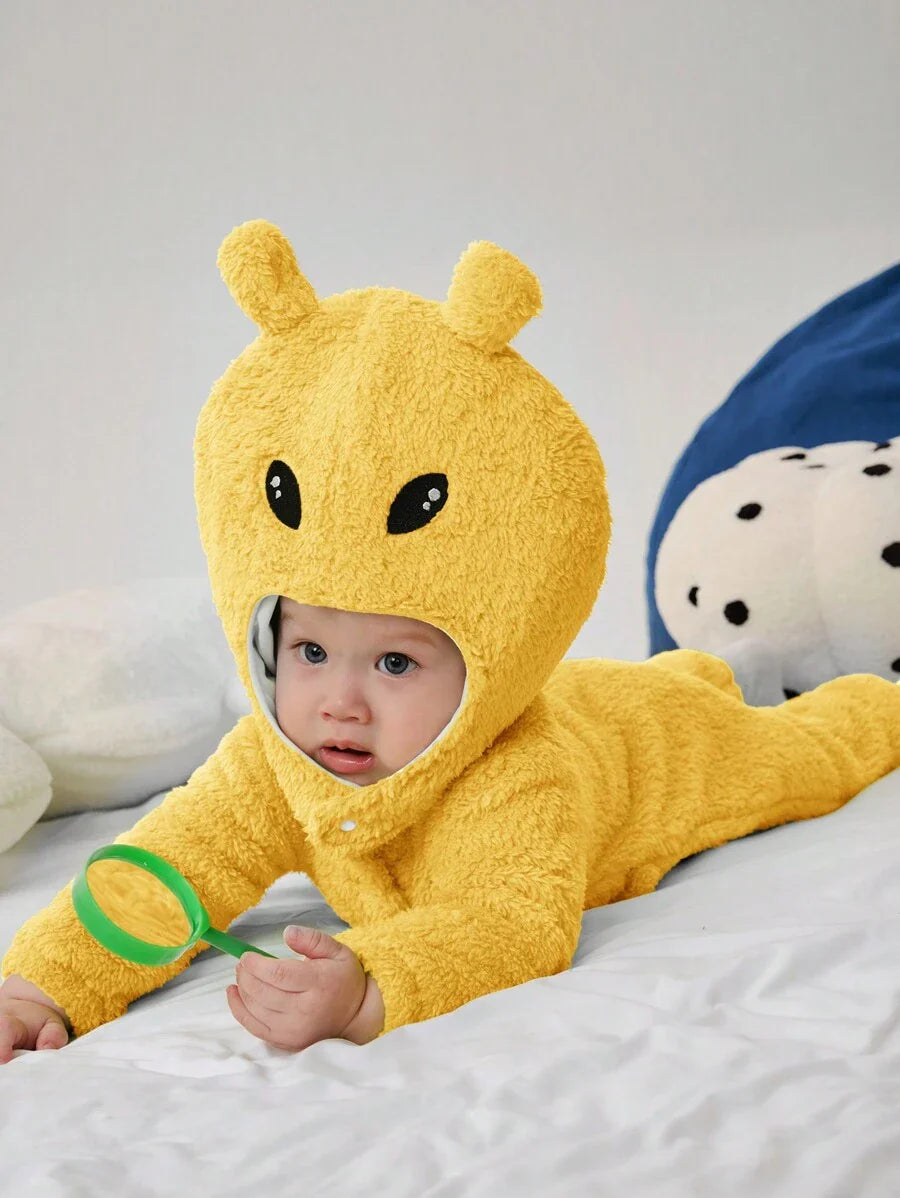 Baby Alien Fleece Jumpsuit & Hat Halloween Costume (Age Newborn-12M)