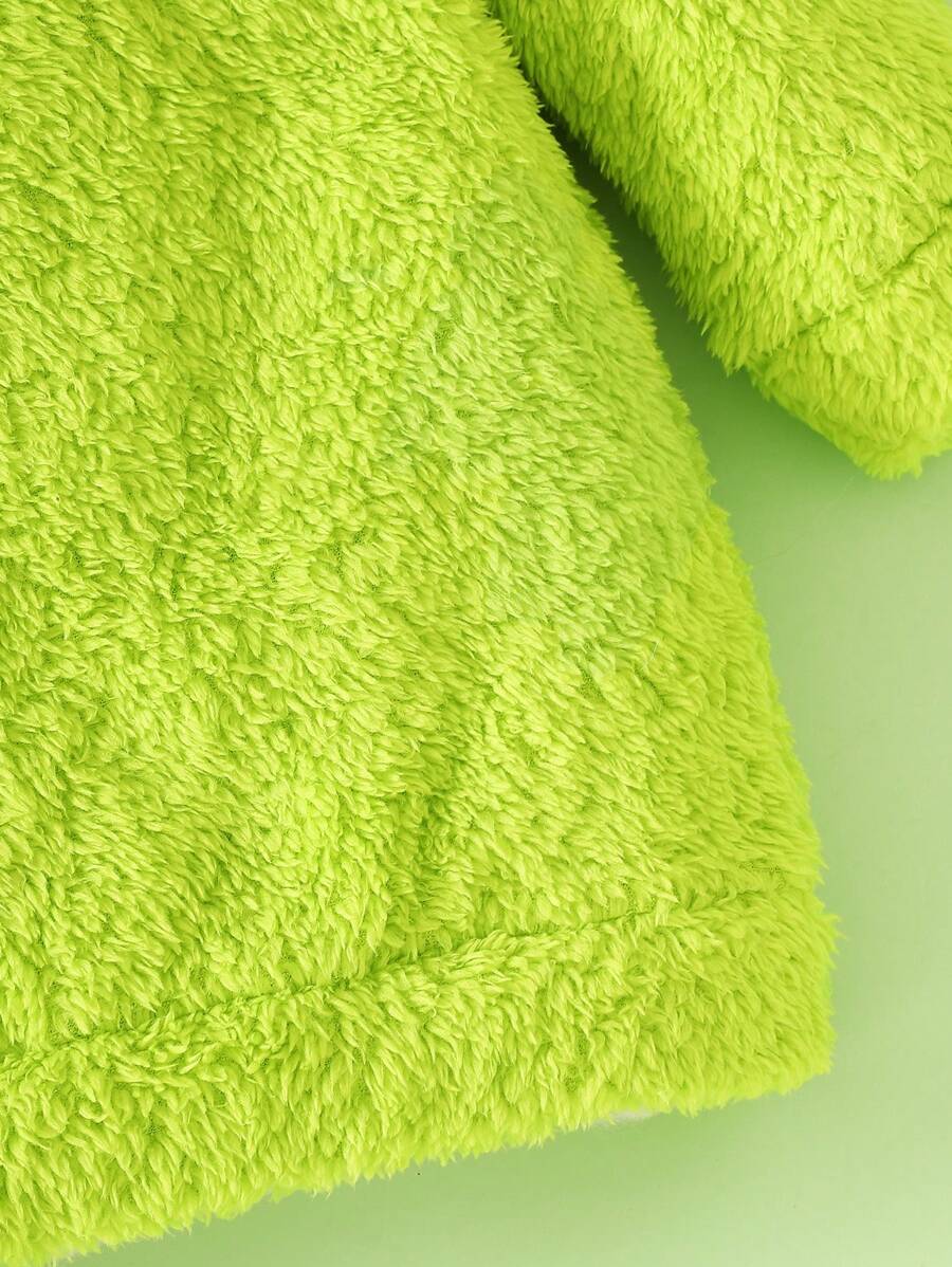 Baby/Toddler Girls Green Embroidered Fleece Hooded Jumpsuit – Cozy Autumn/Winter One-Piece | Ages 3M–3Y