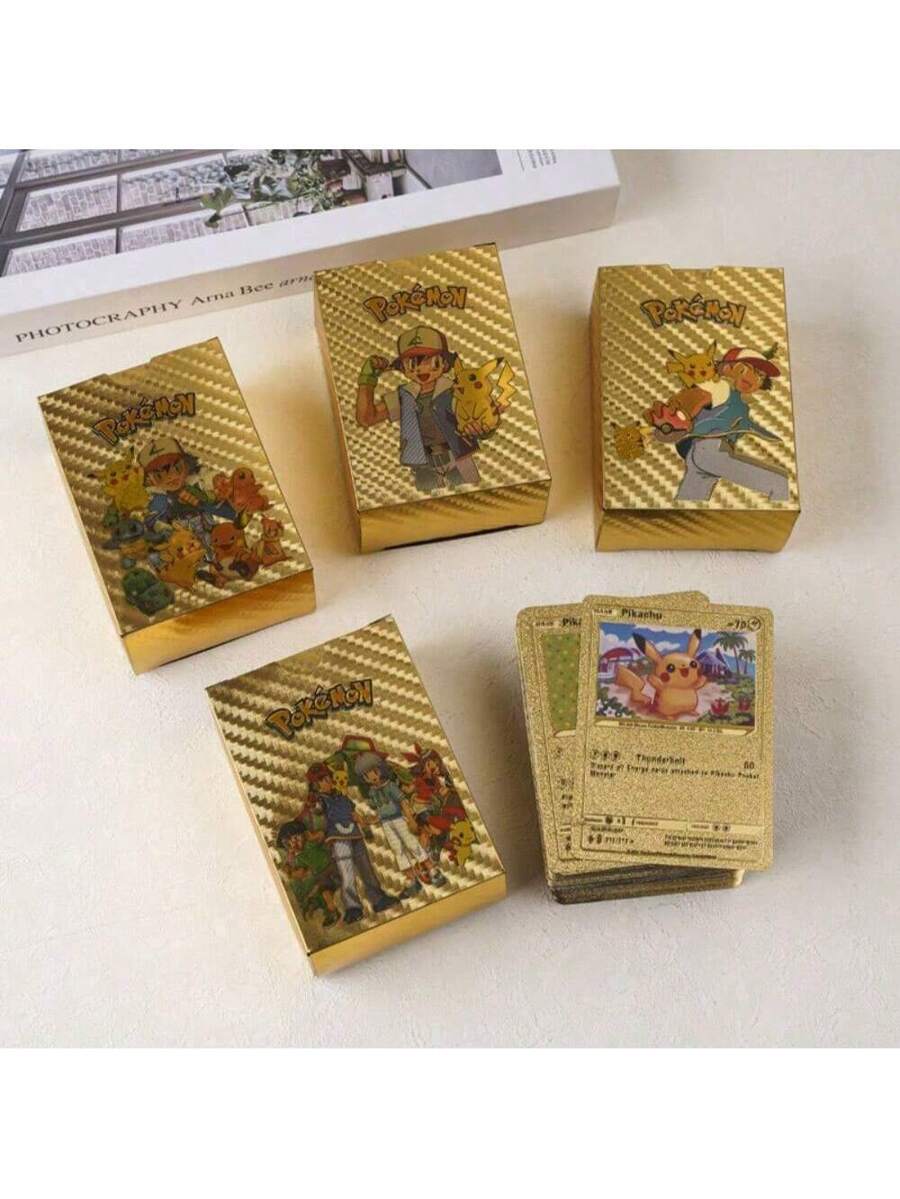 Pokémon Gold Foil Card Set – VMAX/GX/EX (55–110PCS) | Charizard, Pikachu, Arceus