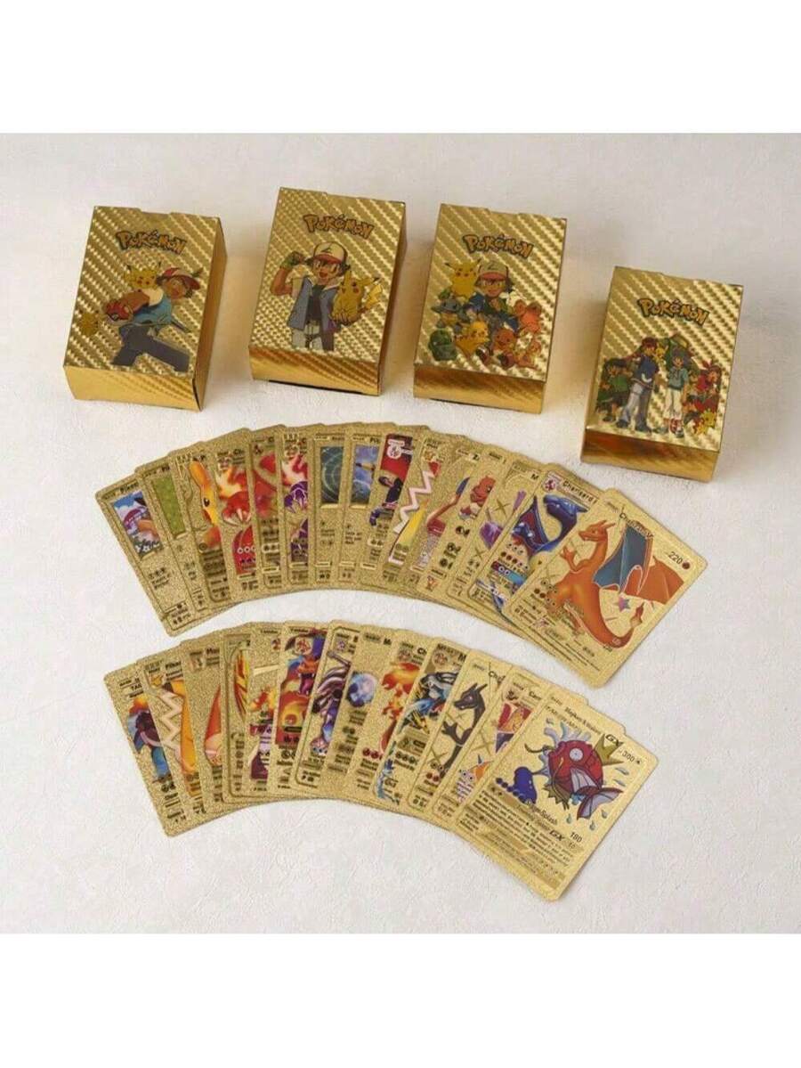 Pokémon Gold Foil Card Set – VMAX/GX/EX (55–110PCS) | Charizard, Pikachu, Arceus
