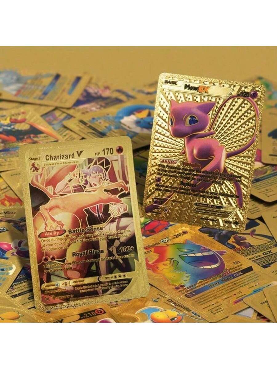 pokemon gold foil card - Roaring Moon ex 262/182 - Paradox Rift - Hyper Rare - Custom Pokemon Gold Foil Charizard