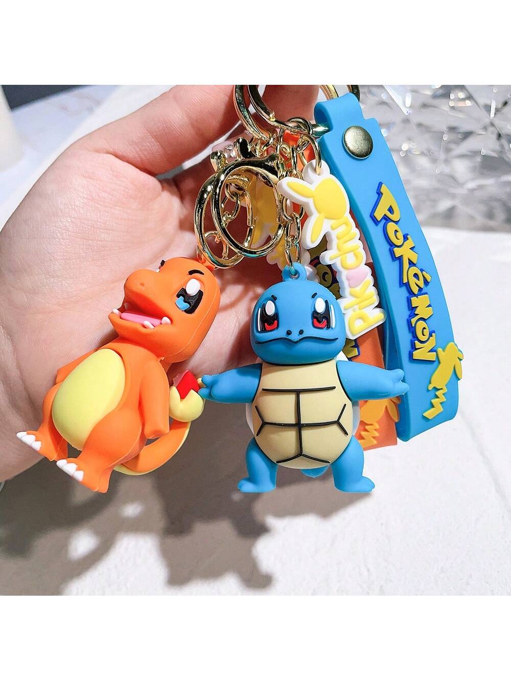 Pokémon Keychain Featuring Pikachu and Bulbasaur Figures