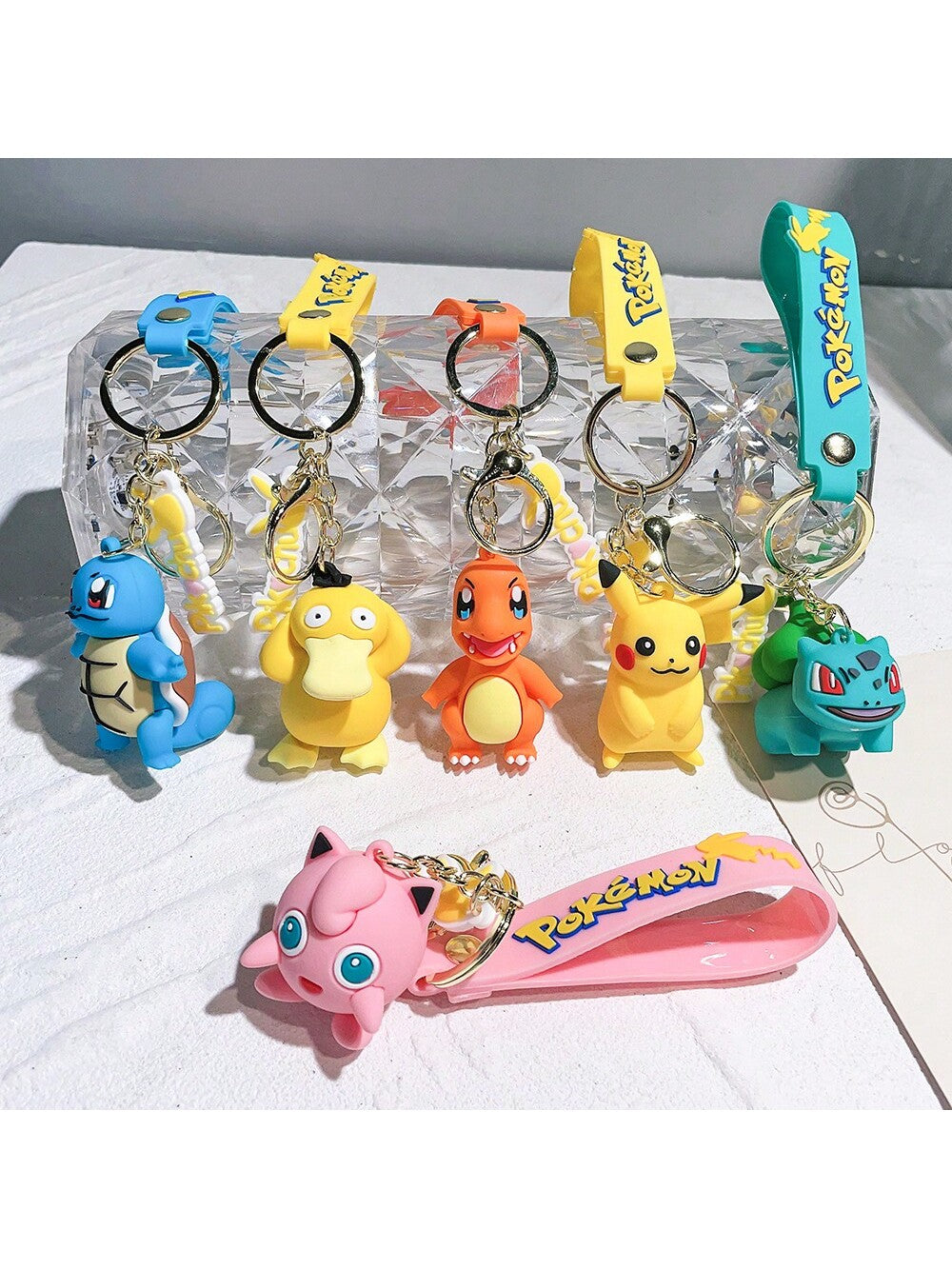 Pokémon Keychain Featuring Pikachu and Bulbasaur Figures