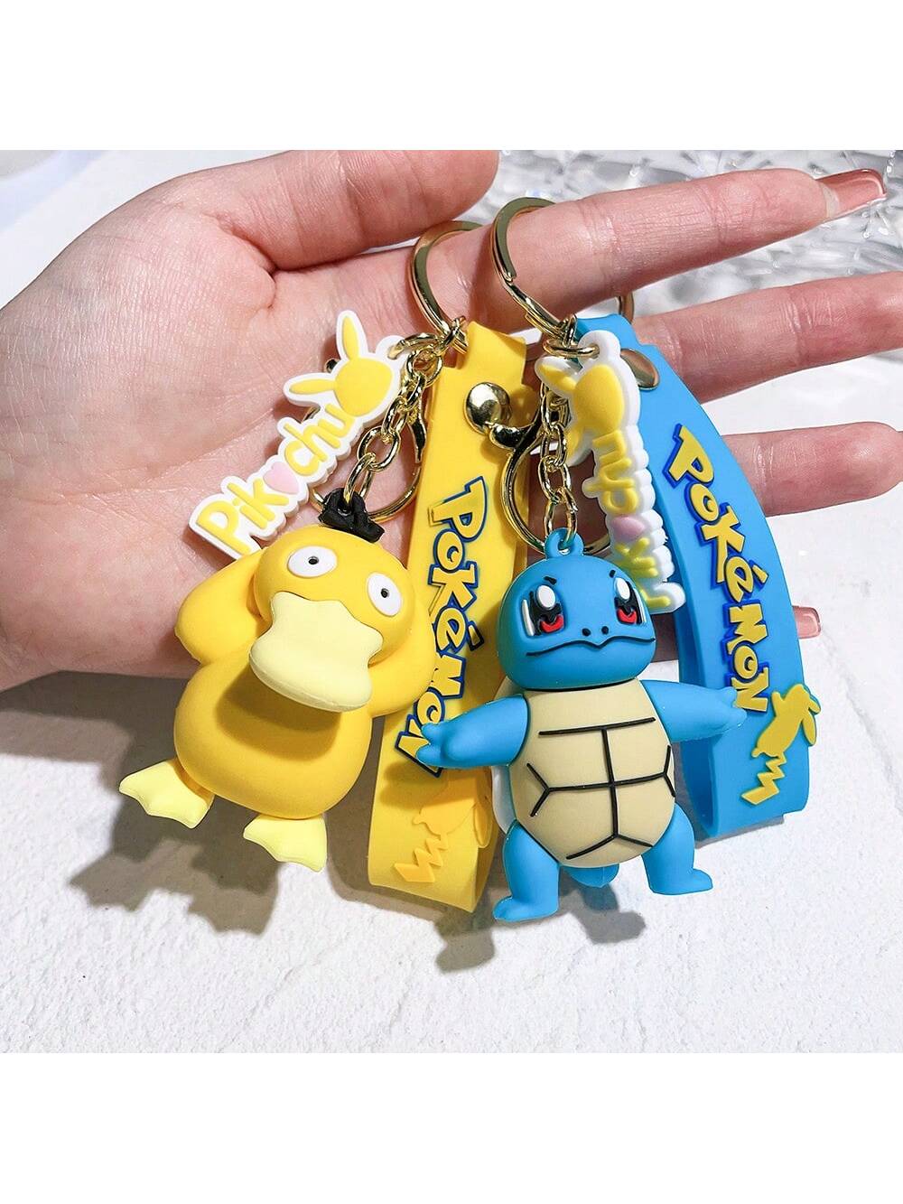 Pokémon Keychain Featuring Pikachu and Bulbasaur Figures