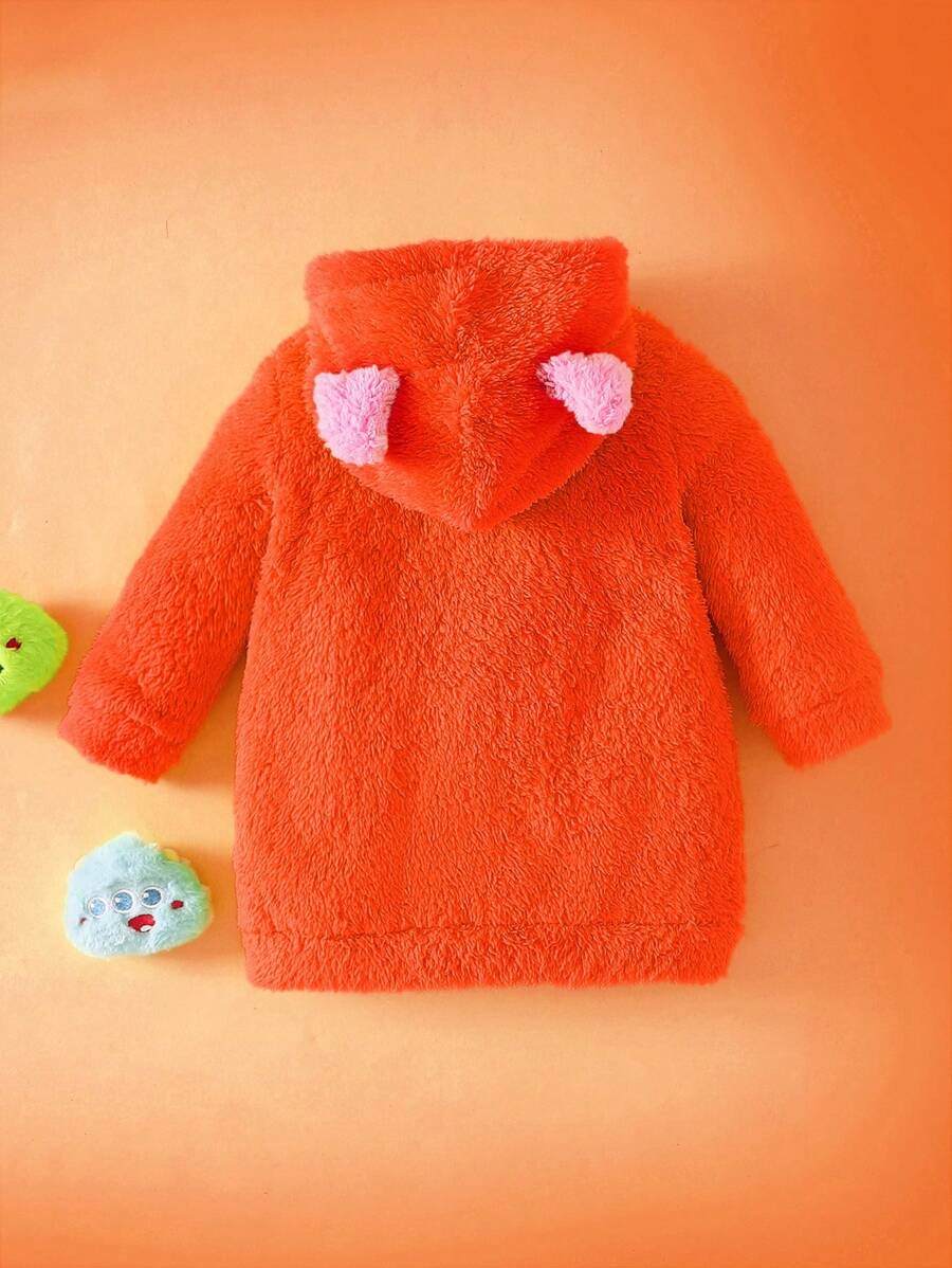 Baby/Toddler Girls Green Embroidered Fleece Hooded Jumpsuit – Cozy Autumn/Winter One-Piece | Ages 3M–3Y