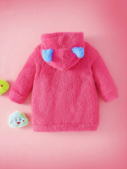 Baby/Toddler Girls Green Embroidered Fleece Hooded Jumpsuit – Cozy Autumn/Winter One-Piece | Ages 3M–3Y