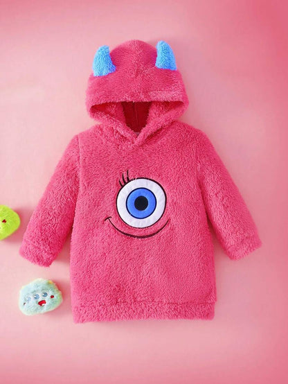 Baby/Toddler Girls Green Embroidered Fleece Hooded Jumpsuit – Cozy Autumn/Winter One-Piece | Ages 3M–3Y