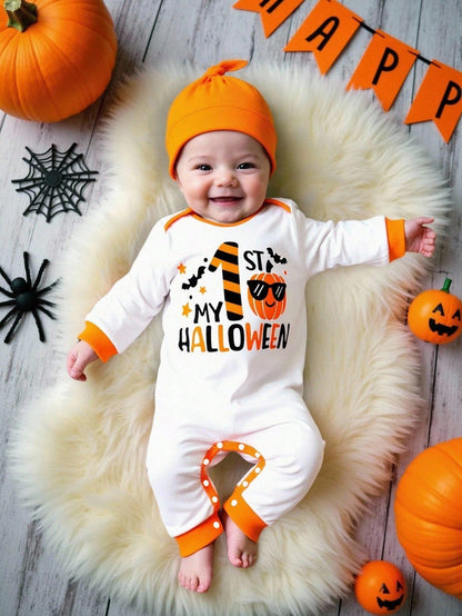Baby My 1st Halloween Romper & Hat (Age 3M-24M) Multicolor