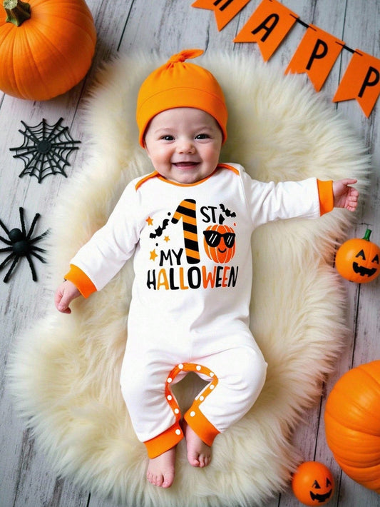 Baby My 1st Halloween Romper & Hat (Age 3M-24M) Multicolor