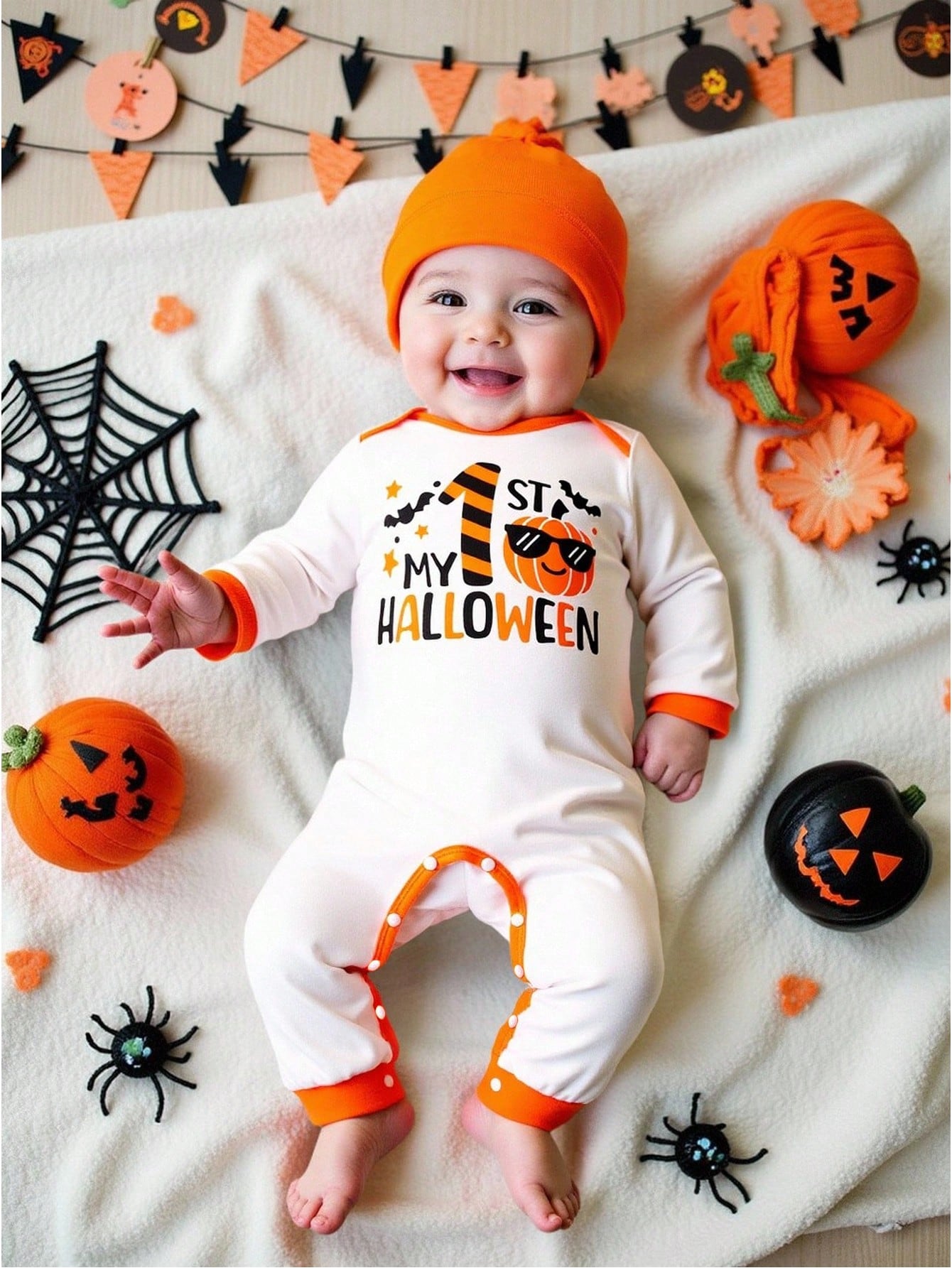 Baby My 1st Halloween Romper & Hat (Age 3M-24M)