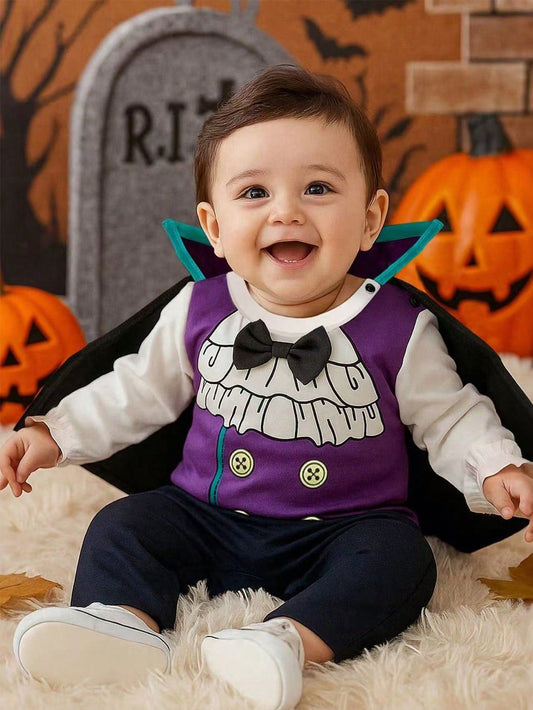 Baby Boys Halloween Vampire Romper & Cape Costume (Age Newborn - 18M)