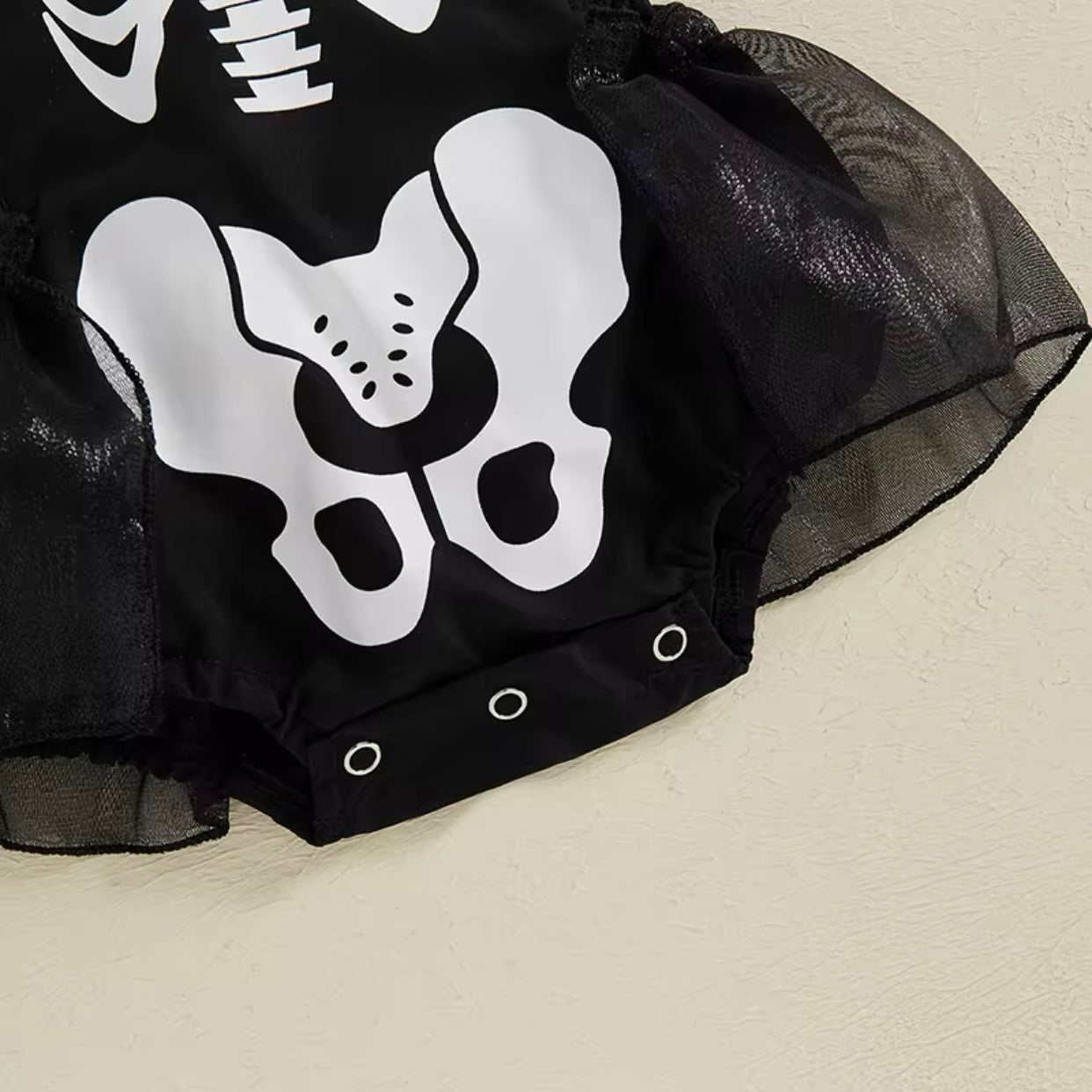 Baby Girl Skeleton Print Halloween Romper (Age 3M-18M