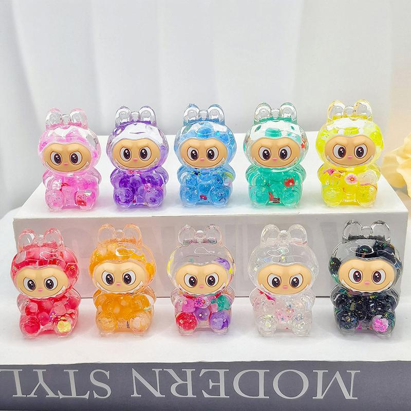 Labubu Acrylic Quicksand Keychain â€“ Glow Bubble Bead Pendant