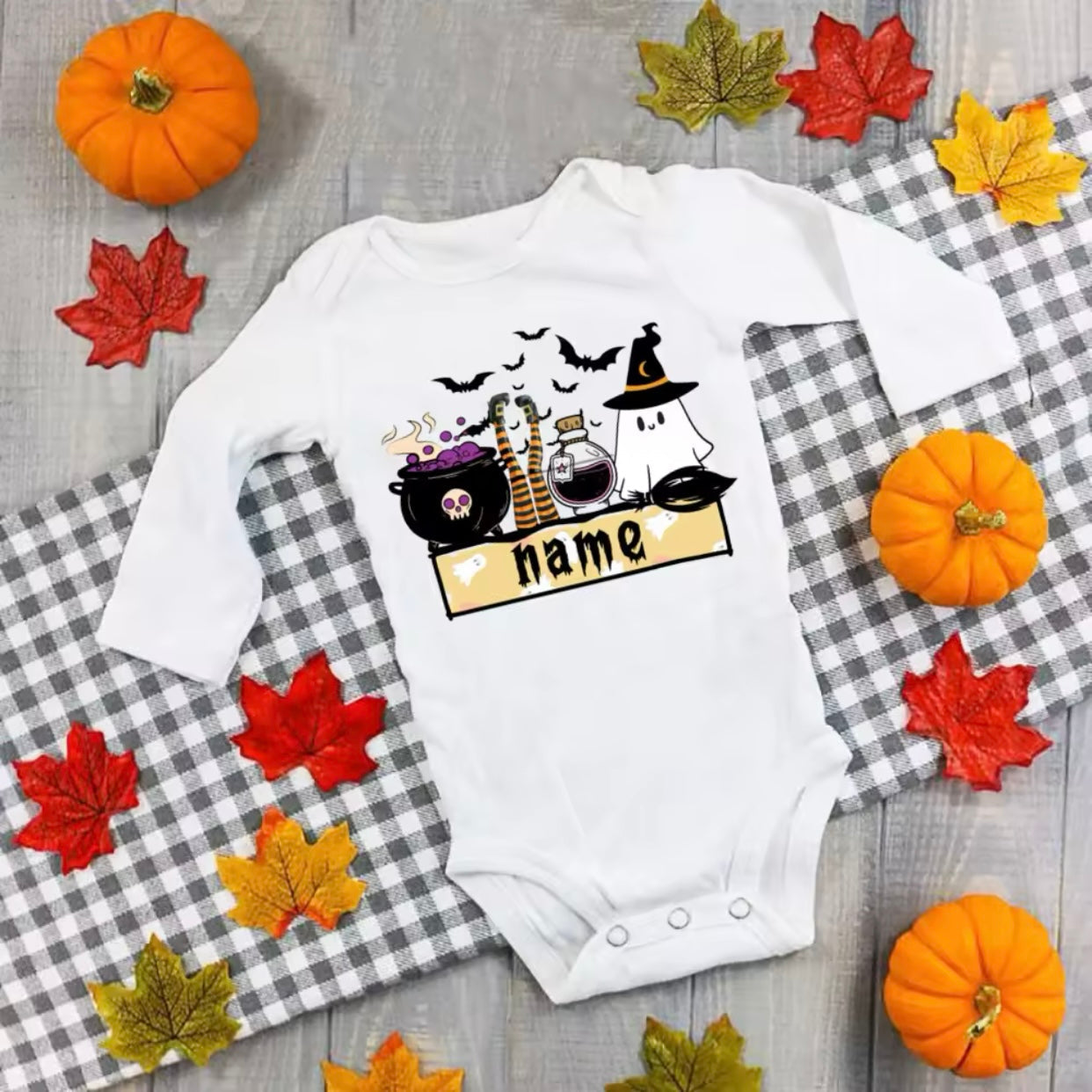 Baby Custom Halloween Bodysuit Personalised (Age 3M-24M)