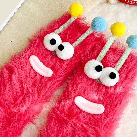 Funny Big-Eye Animal Cartoon Socks â€“ Thick Fuzzy Plush