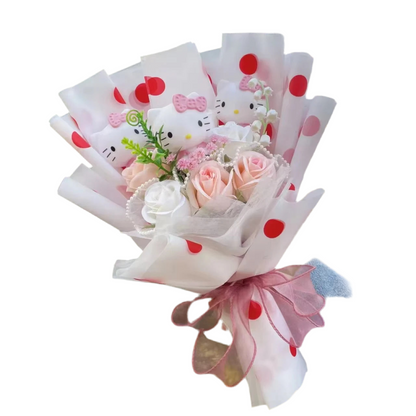 Plush Miss Kitty Stuffed Gift Flower Bouquet