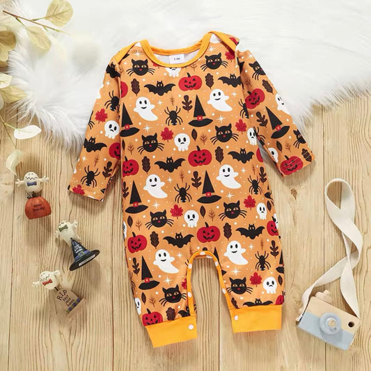 Baby Orange Halloween Romper (Age Newborn - 18M)