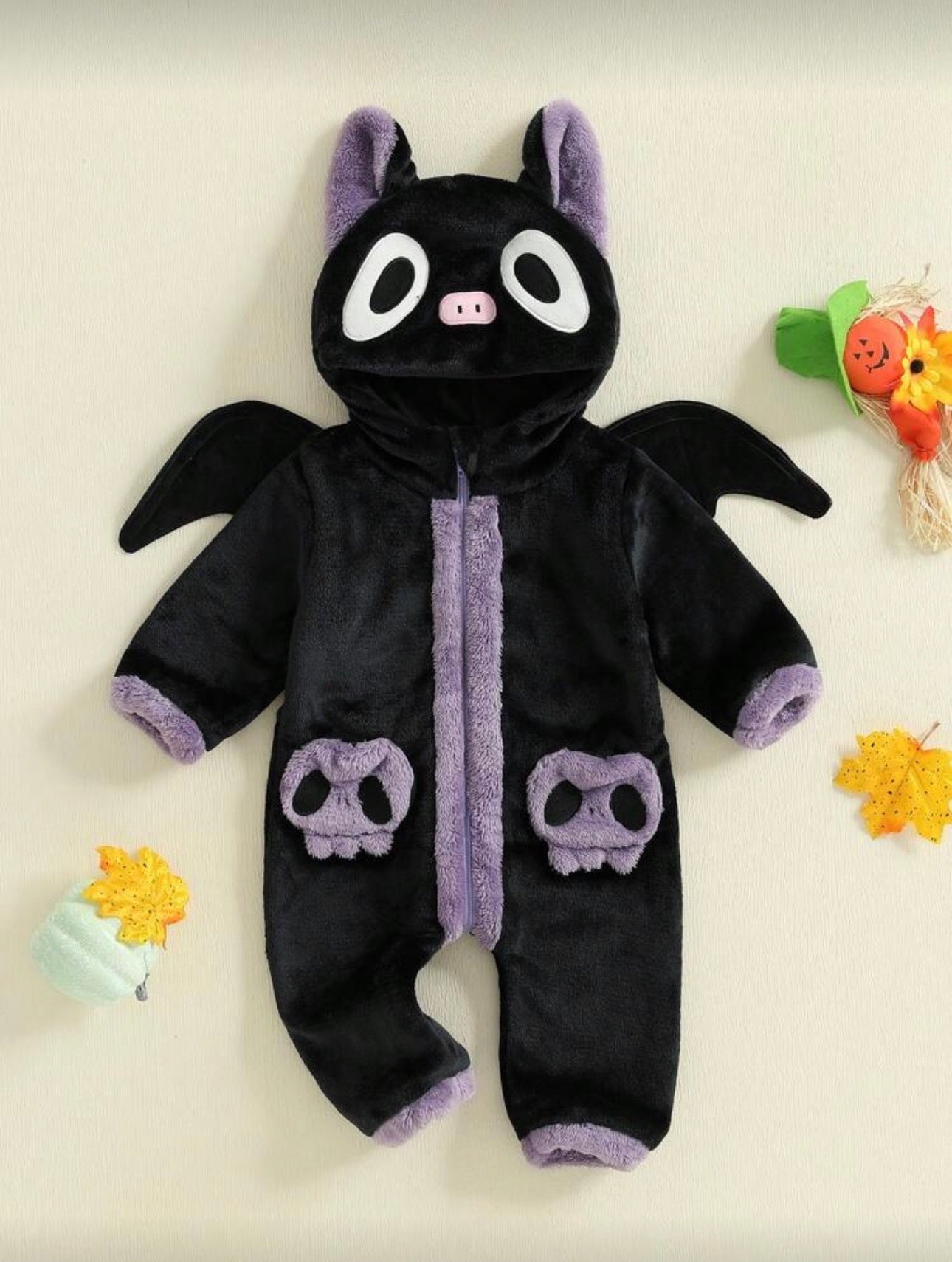 Toddler & Baby Black Cat Costume â€“ Hooded Halloween Jumpsuit with Wings (Age 3M-3 YRS)