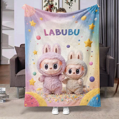 Labubu Flannel Blanket â€“ Cozy All-season Nap Throw | Soft Plushie Pairing Multicolor B